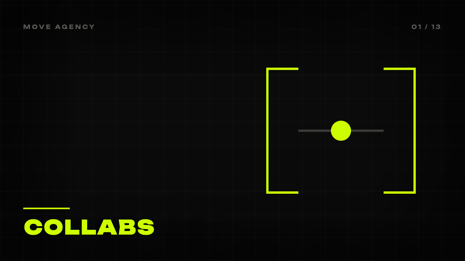 MOVE Agency article cover: black background, lime sign and the word 'Collabs'