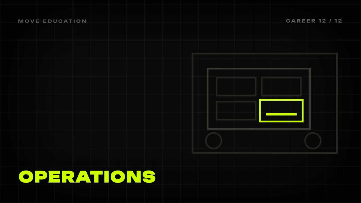 Graphic cover: a dashboard on a meeting room table with a lime frame around one metric, operations director for an agency