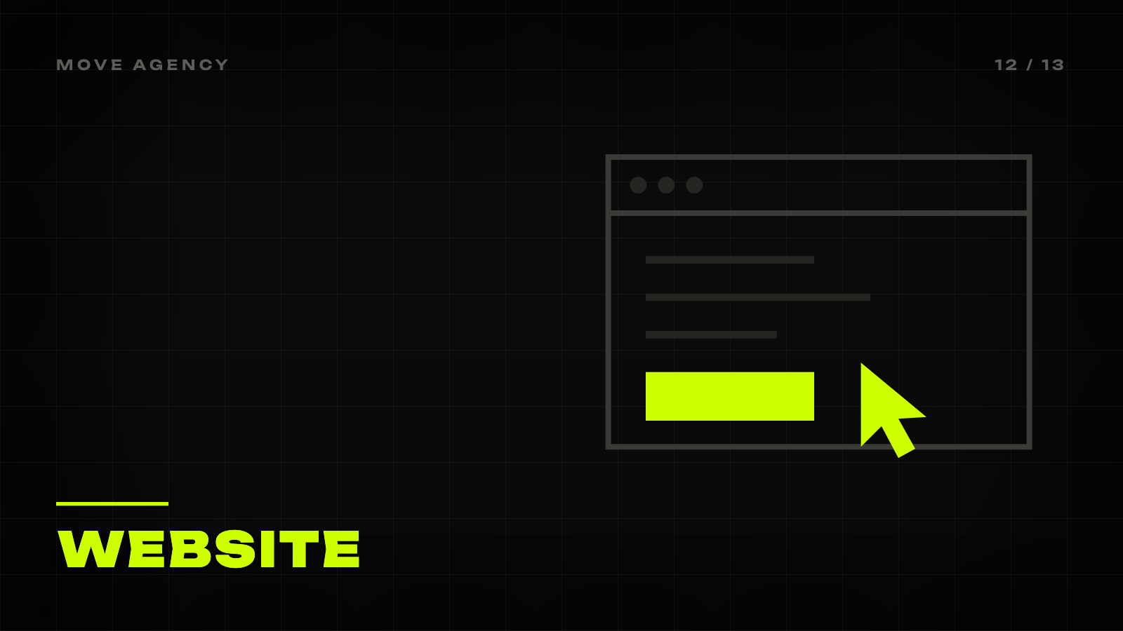 MOVE Agency article cover: black background, lime sign, and the word 'Website'