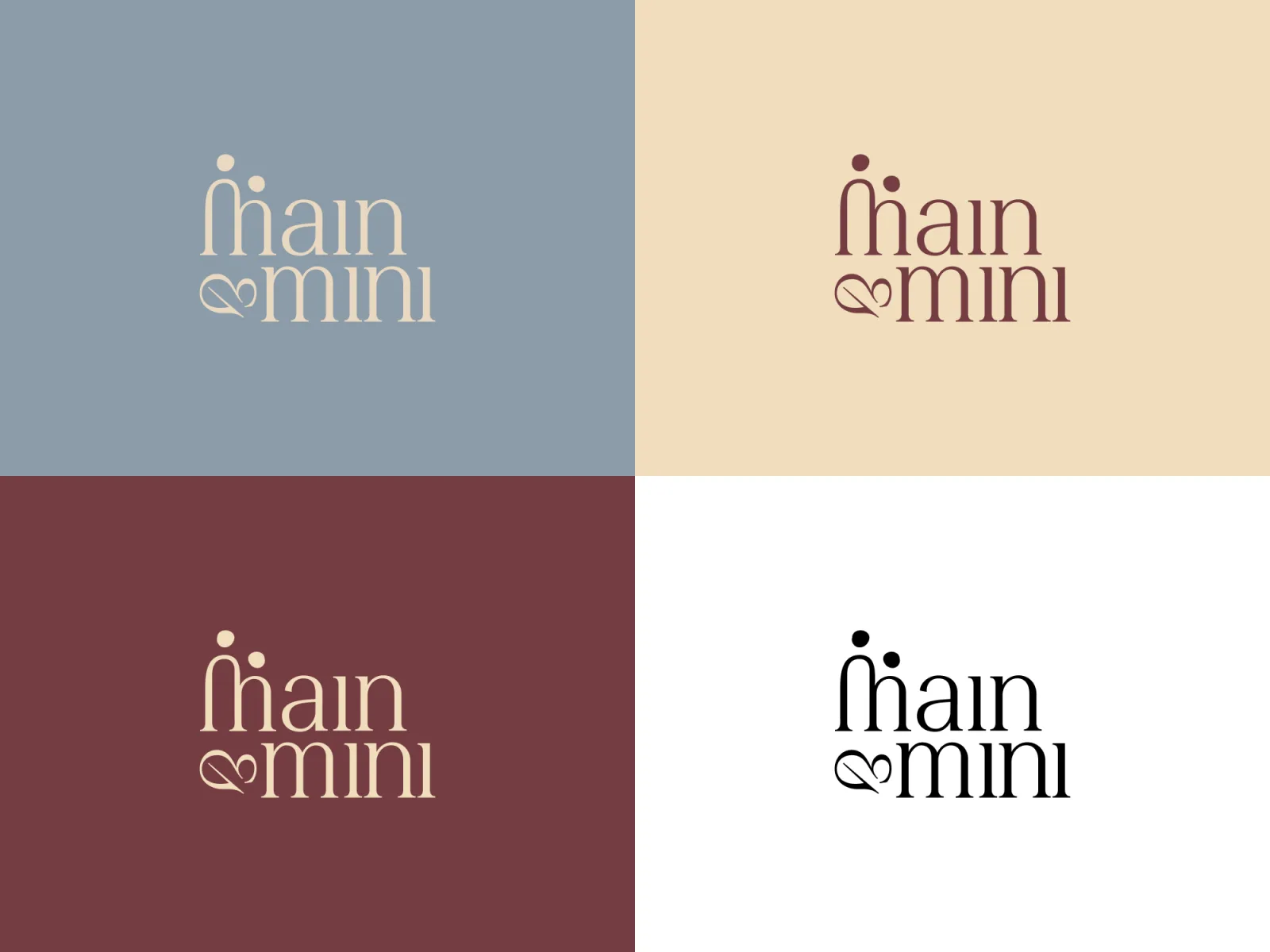 Main & Mini wordmark on the four brand colours