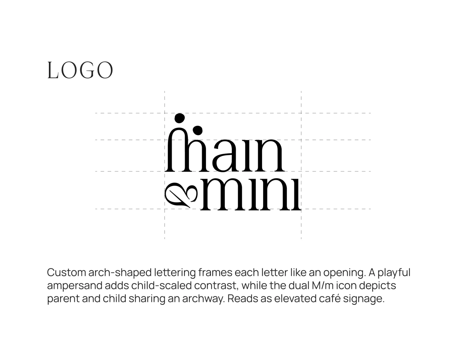 Main & Mini wordmark construction on a grid